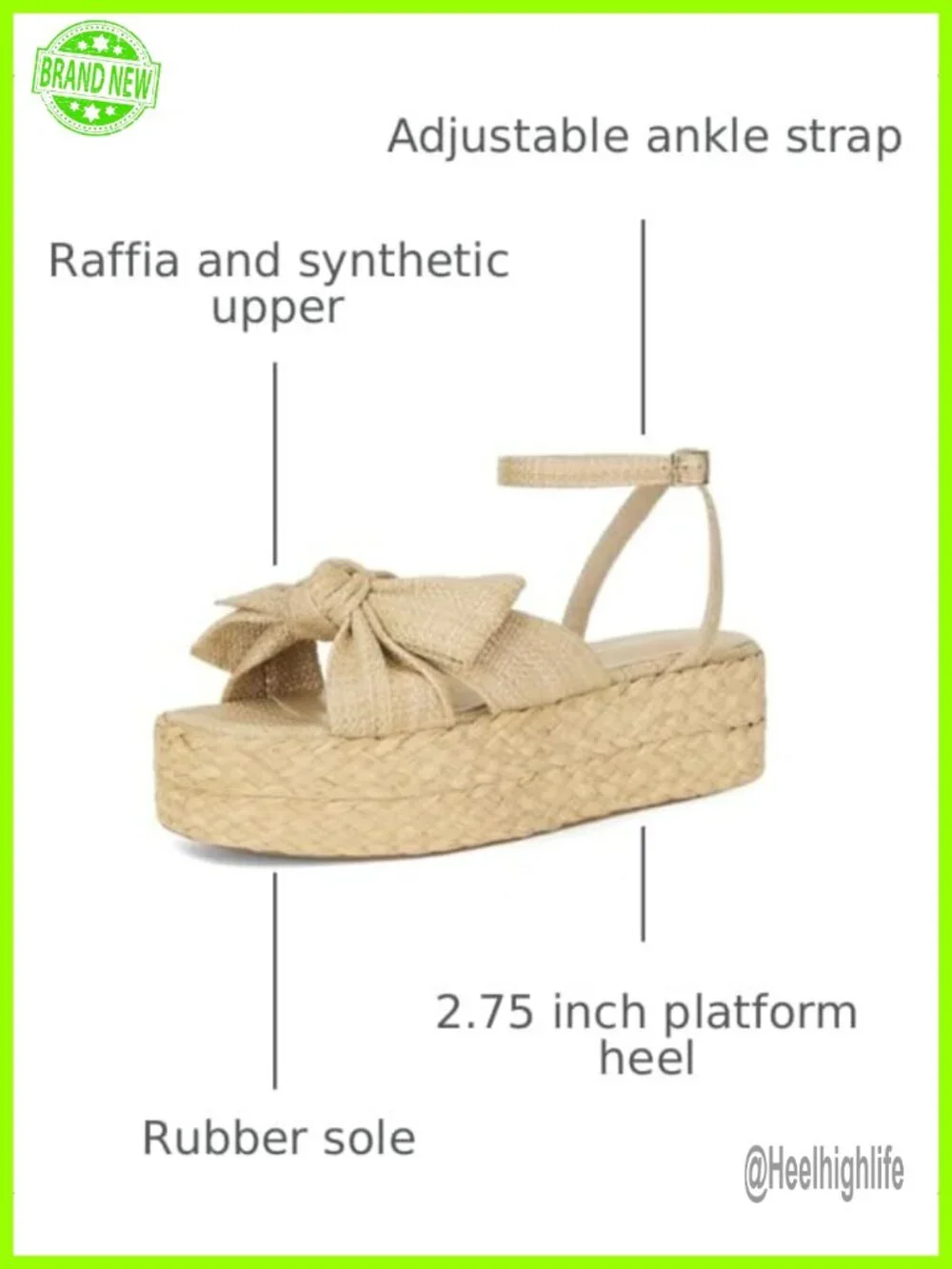 Women's Raffia Platform Sandals Bow Knot Ankle Strap Summer Open Toe Woven